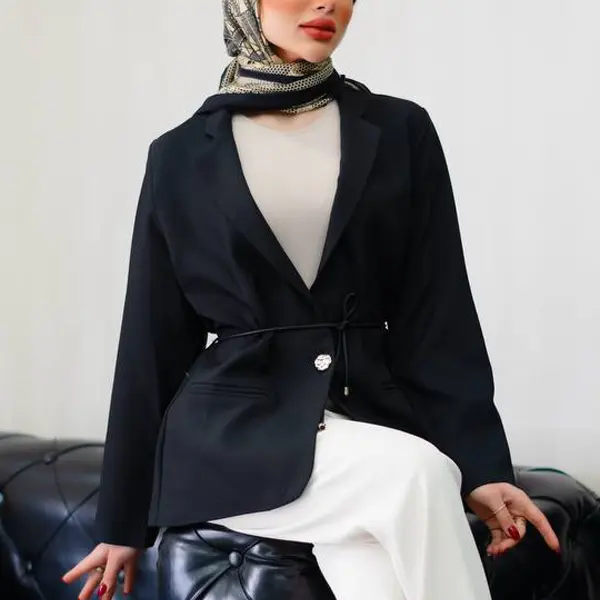 کت دخترانه دو دکمه کمربند دار هرمس