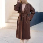 بارانی شنل دار سانتانا آستردار قهوه ایی