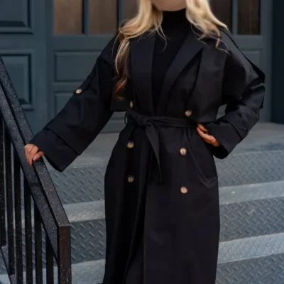 بارانی شنل دار سانتانا آستردار مشکی