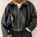 بامبر چرم دخترانه مشکی