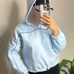 دورس نیم زیپ کلاه دار آبی روشن