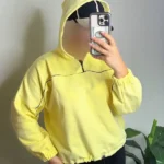 دورس نیم زیپ کلاه دار زرد