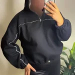 دورس نیم زیپ کلاه دار سرمه ایی