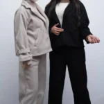 ست کت شلوار فوتر کرم و مشکی