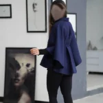 شنل کمردار فوتر دورو کوبیده سرمه ایی