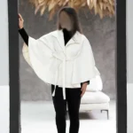 شنل کمردار فوتر دورو کوبیده سفید