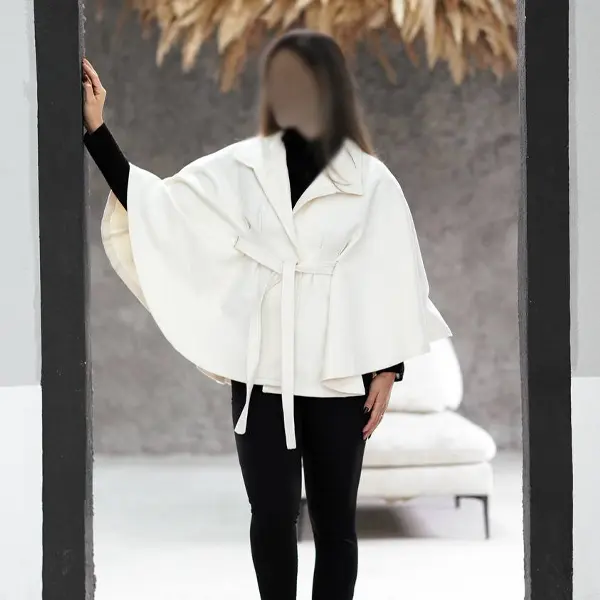 شنل کمردار فوتر دورو کوبیده سفید شنل کمردار فوتر دورو کوبیده سفید