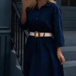 كفتان کمربند دار سرمه ایی