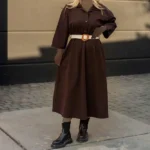 كفتان کمربند دار قهوه ایی