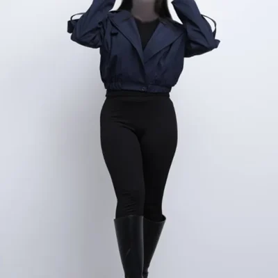 کت استردار یقه بندی سرمه ایی