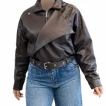 بامبر چرم دو یقه قهوه ایی