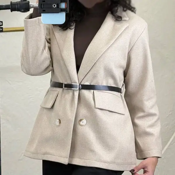 کت ۴ دکمه دخترانه کرم صدفی