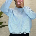 بافت دخترانه مدل 1405 رنگ آبی روشن