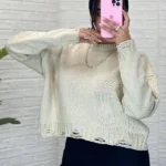 بافت دخترانه مدل 1405 رنگ کرم روشن