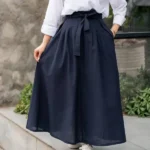 دامن 3 پیل کمربنددار سرمه ایی