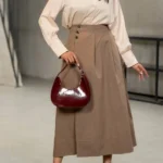 دامن زنانه شیک سه دکمه رنگ موکا