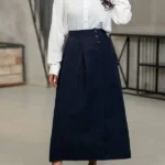 دامن زنانه شیک سه دکمه سرمه ایی