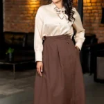 دامن زنانه شیک سه دکمه قهوه ایی