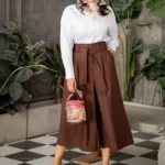 دامن شلواری دخترانه شیک قهوه ایی