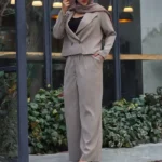 ست كت و شلوار دخترانه کرم