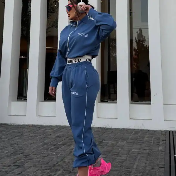 سوییشرت شلوار دخترانه اسپرت آبی