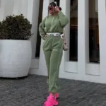 سوییشرت شلوار دخترانه اسپرت سبز یشمی