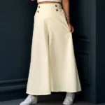 شلوار 4 دکمه دخترانه کرم روشن