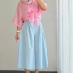 شلوار کتان دخترانه کوتاه آبی روشن