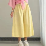 شلوار کتان دخترانه کوتاه زرد