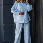 شومیز 5 دکمه ابی روشن