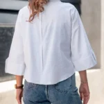 شومیز استین پاگون دخترانه سفید نمای پشت