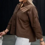 شومیز باکسی زنانه قهوه ایی