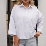 شومیز دخترانه دکمه دار سفید