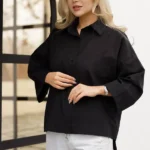 شومیز دخترانه دکمه دار مشکی