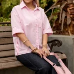 شومیز دخترانه چاک دار 3 دکمه صورتی