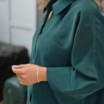 شومیز دکمه دار مجلسی سبز