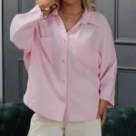 شومیز دکمه دار مجلسی صورتی