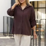 شومیز مچ پیله قهوه ایی