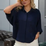 شومیز پشت درز سرمه ایی