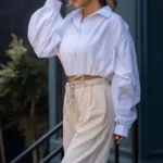 شومیز کراپ دخترانه سفید