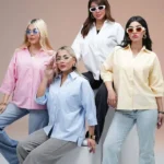 شومیز یقه هفت دخترانه سفید-زرد-صورتی-آبی