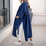 مانتو 6 دکمه بغل چاک دار سرمه ایی