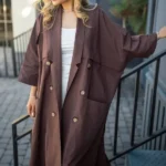 مانتو 6 دکمه بغل چاک دار قهوه ایی