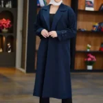 مانتو پشت دکمه چاک دار سرمه ایی