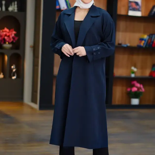 مانتو پشت دکمه چاک دار سرمه ایی