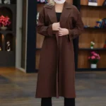 مانتو پشت دکمه چاک دار قهوه ایی