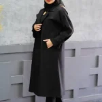 مانتو پشت دکمه چاک دار مشکی