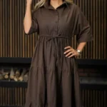 پیراهن دخترانه بلند قهوه ایی