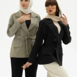 کت 2 جیب کمربند دار مشکی