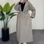 کت دامن فوتر جناقی رنگ موکایی